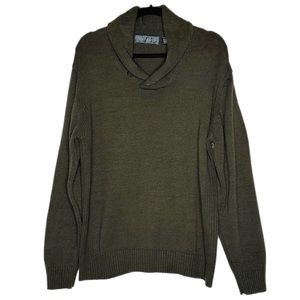 OSCAR DE LA RENTA COTTON/ACRYLIC SHAWL COLLAR PULLOVER SWEATER SZ L